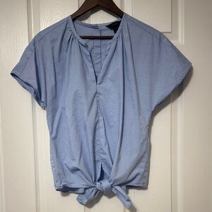 J Crew Blue Women's Top. Ties in the front. Buttons up the back.